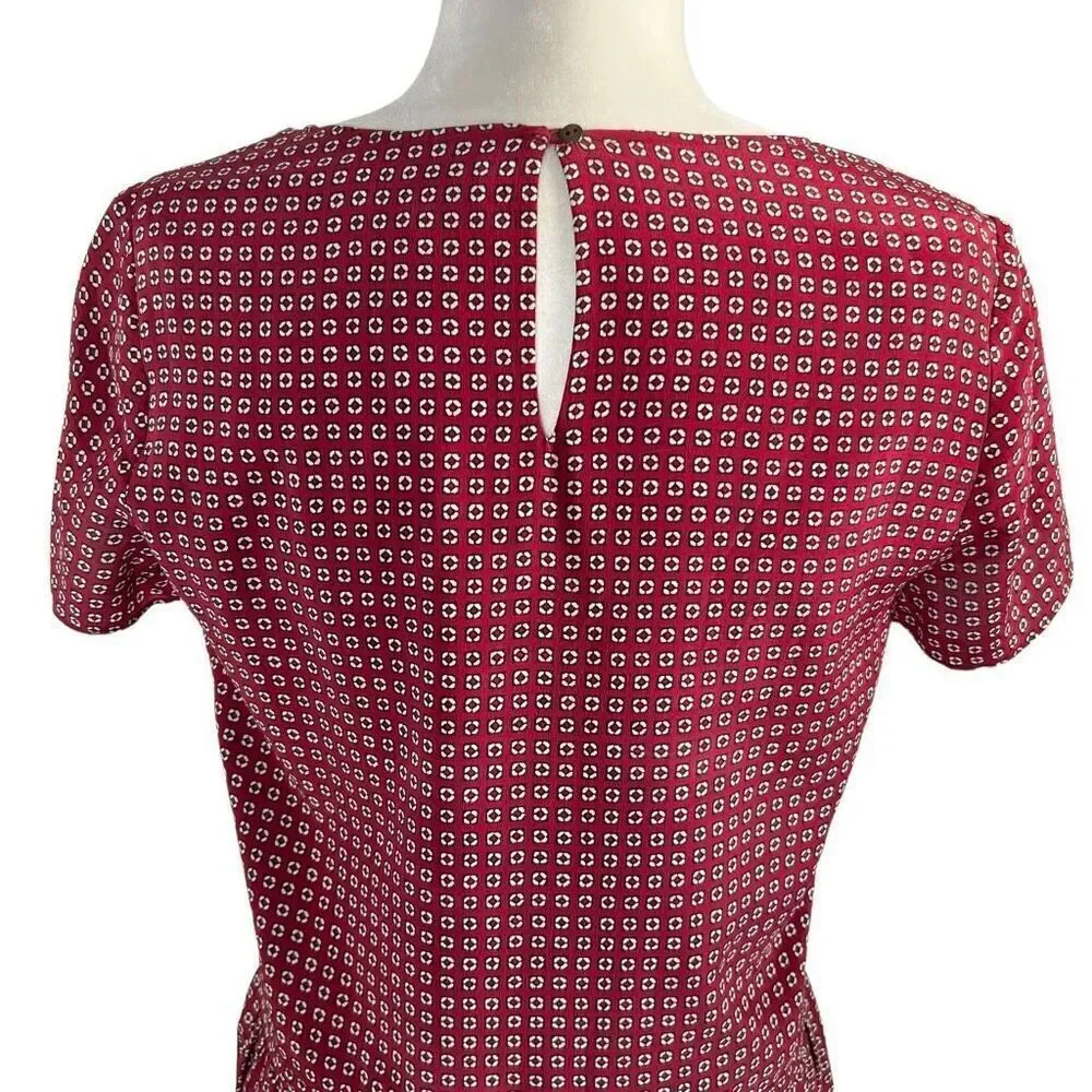 Madewell Light-weight Small Oversized Silk Short Sleeve Ascot Tile Drop Waist Dr